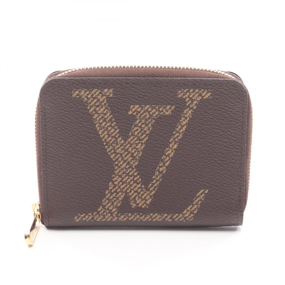 Louis Vuitton Zippy Wallet Coin Purse Case Wallet Monogram Canvas Leather Brown